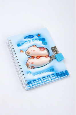 Блокнот, 11х15 см, 48 аркушів, клітинка, на замочку, "Капібара"